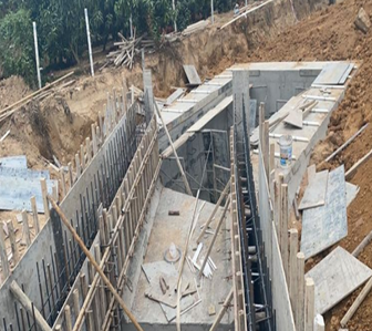 常青泵站二期土建工程穿堤部分，消力池